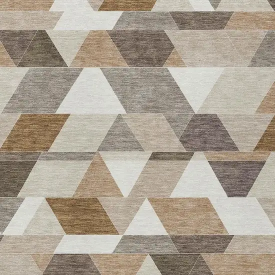 Ivory And Beige Geometric Washable Indoor Outdoor Area Rug Photo 3