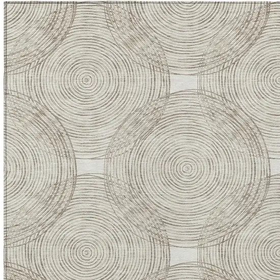 Ivory And Beige Geometric Washable Indoor Outdoor Area Rug Photo 3