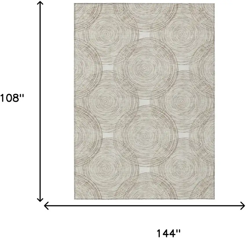 Ivory And Beige Geometric Washable Indoor Outdoor Area Rug Photo 7