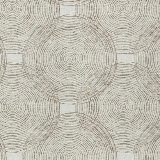 Ivory And Beige Geometric Washable Indoor Outdoor Area Rug Photo 3