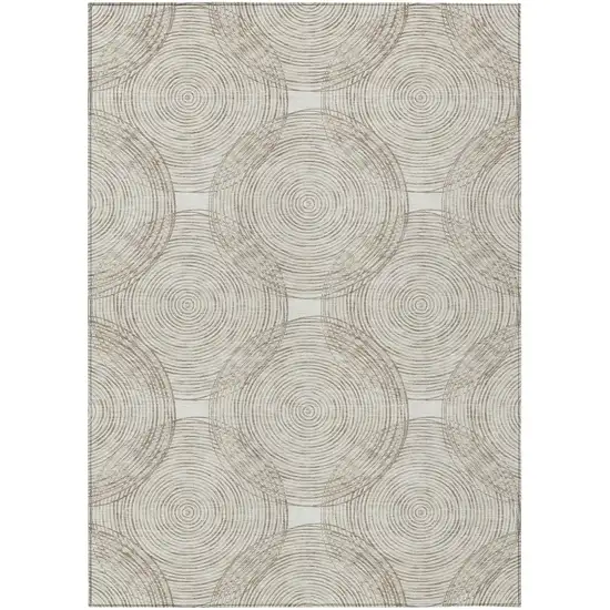 Ivory And Beige Geometric Washable Indoor Outdoor Area Rug Photo 2