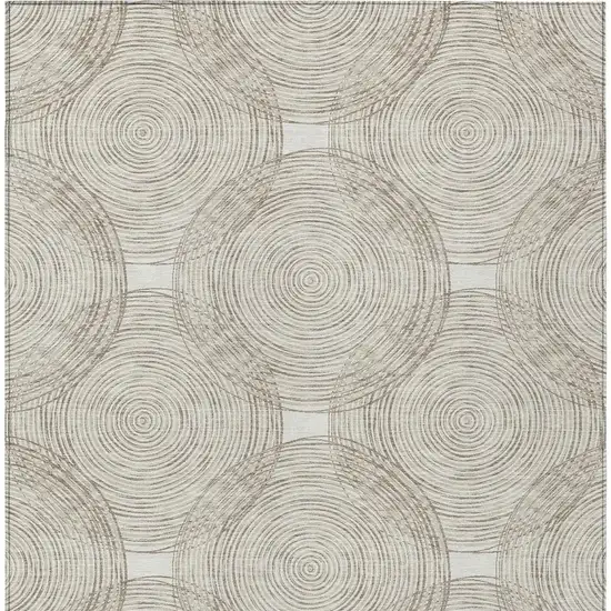 Ivory And Beige Geometric Washable Indoor Outdoor Area Rug Photo 4
