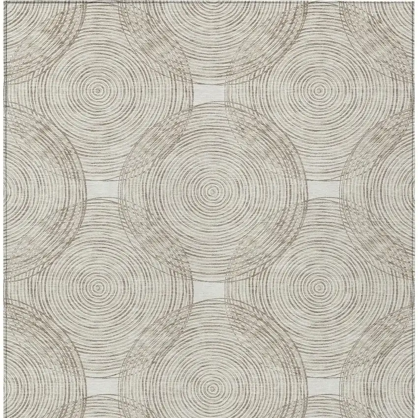 Ivory And Beige Geometric Washable Indoor Outdoor Area Rug Photo 4