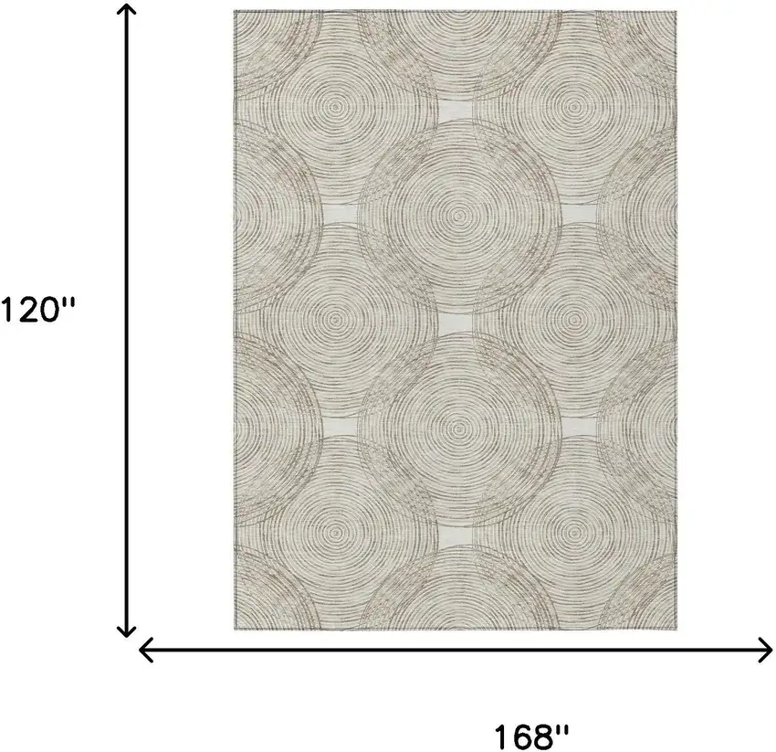 Ivory And Beige Geometric Washable Indoor Outdoor Area Rug Photo 7