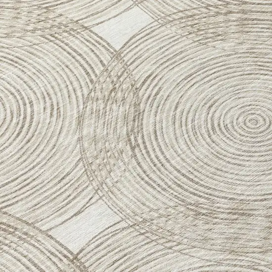 Ivory And Beige Geometric Washable Indoor Outdoor Area Rug Photo 6
