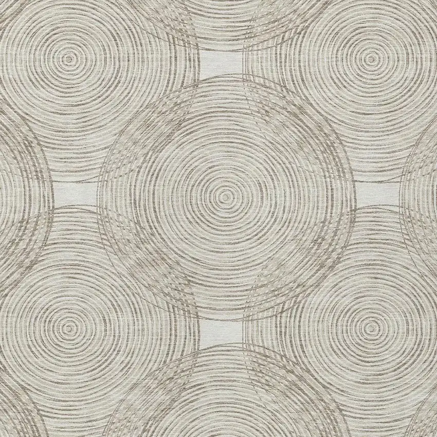 Ivory And Beige Geometric Washable Indoor Outdoor Area Rug Photo 3