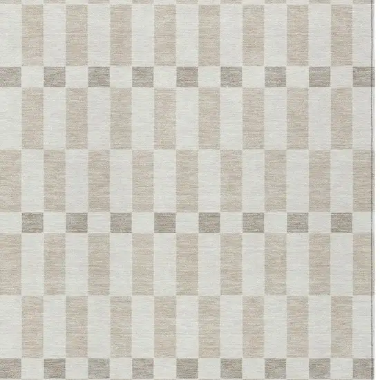 Ivory And Beige Geometric Washable Indoor Outdoor Area Rug Photo 3