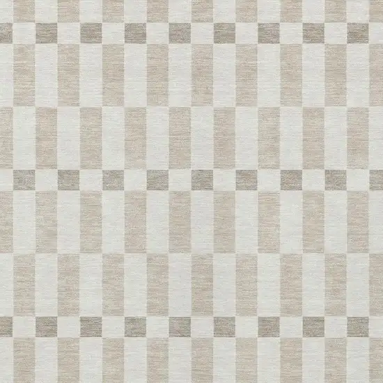 Ivory And Beige Geometric Washable Indoor Outdoor Area Rug Photo 3