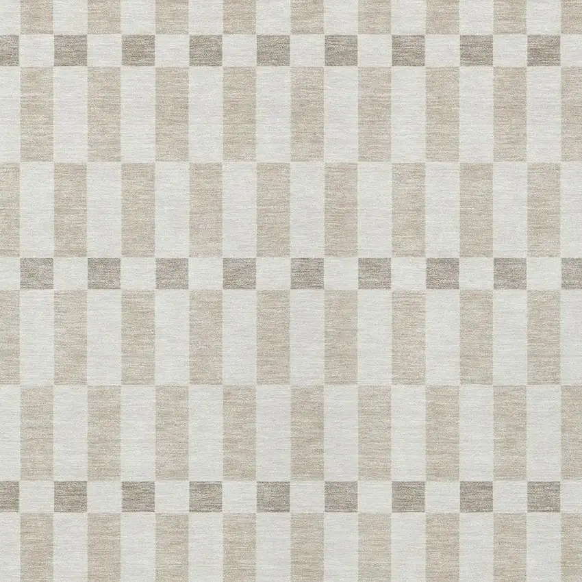 Ivory And Beige Geometric Washable Indoor Outdoor Area Rug Photo 3