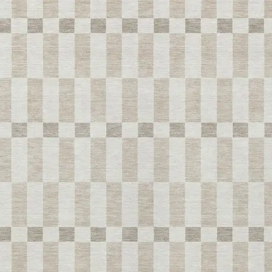 Ivory And Beige Geometric Washable Indoor Outdoor Area Rug Photo 3