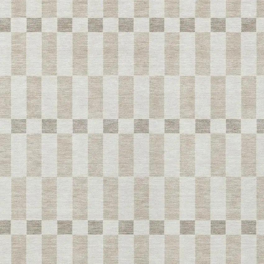 Ivory And Beige Geometric Washable Indoor Outdoor Area Rug Photo 3