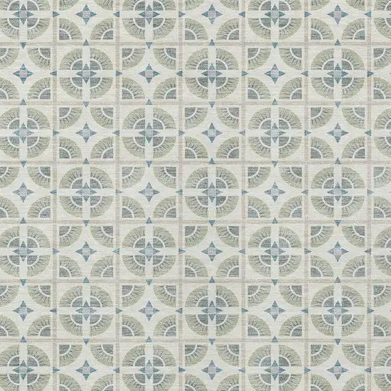 Ivory And Beige Geometric Washable Indoor Outdoor Area Rug Photo 3