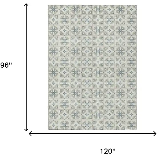 Ivory And Beige Geometric Washable Indoor Outdoor Area Rug Photo 7