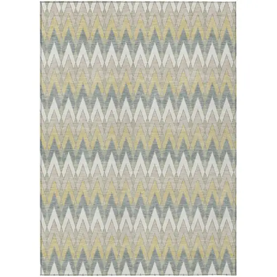 Ivory And Beige Geometric Washable Indoor Outdoor Area Rug Photo 2