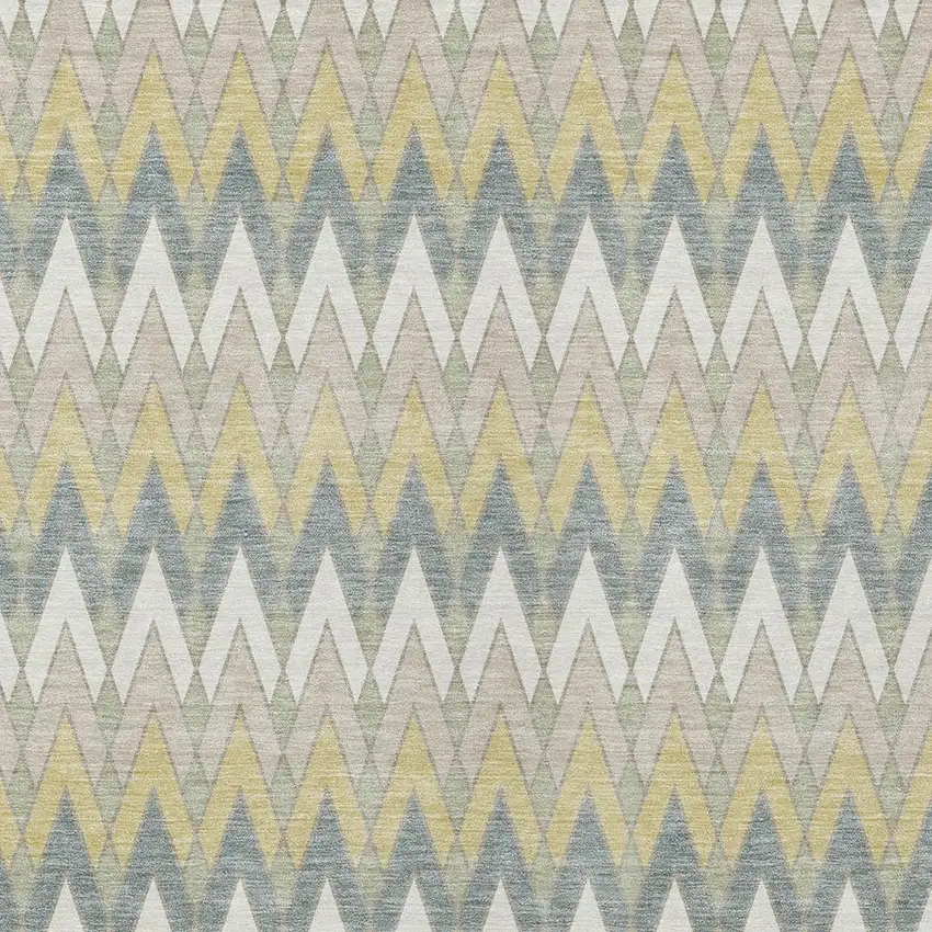 Ivory And Beige Geometric Washable Indoor Outdoor Area Rug Photo 3