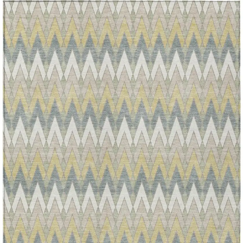 Ivory And Beige Geometric Washable Indoor Outdoor Area Rug Photo 4