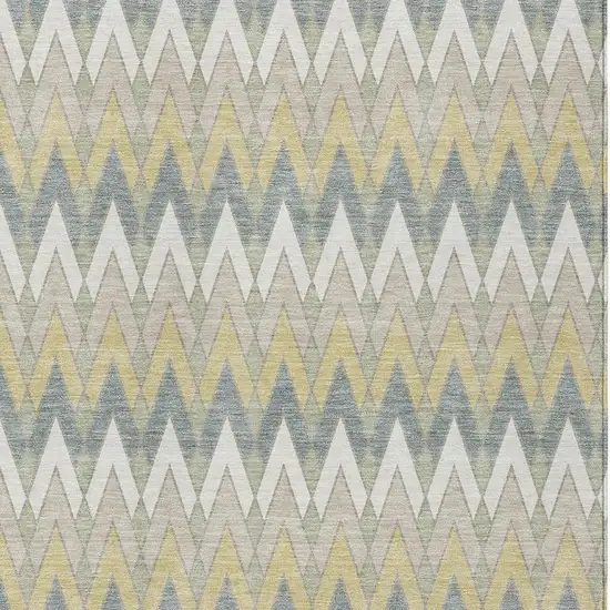 Ivory And Beige Geometric Washable Indoor Outdoor Area Rug Photo 3