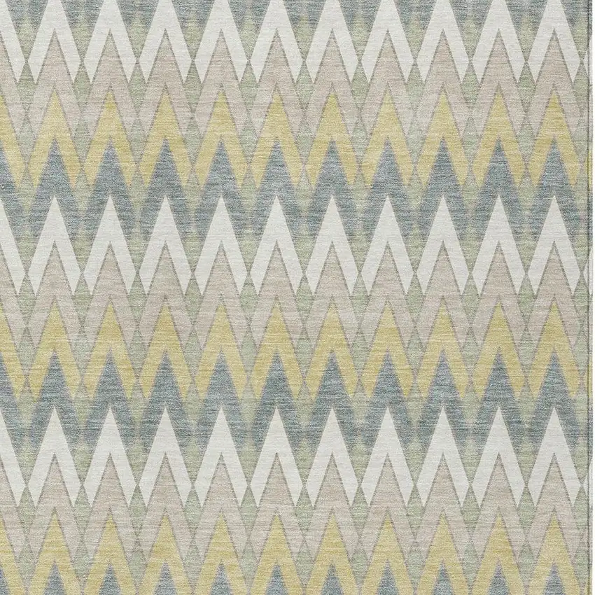 Ivory And Beige Geometric Washable Indoor Outdoor Area Rug Photo 3