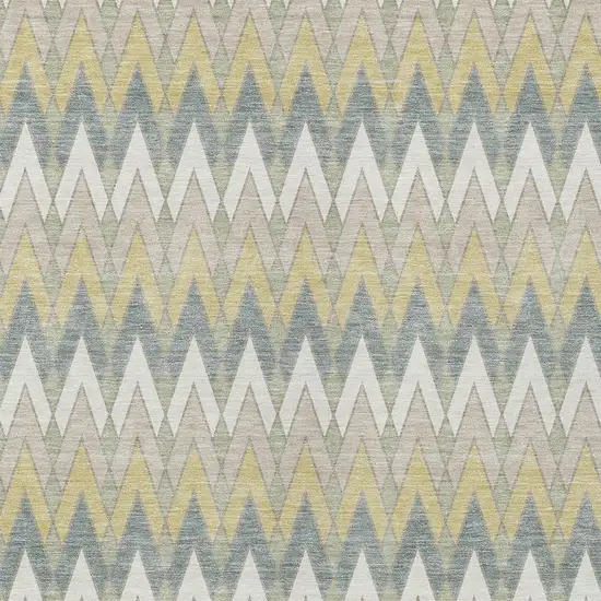 Ivory And Beige Geometric Washable Indoor Outdoor Area Rug Photo 3