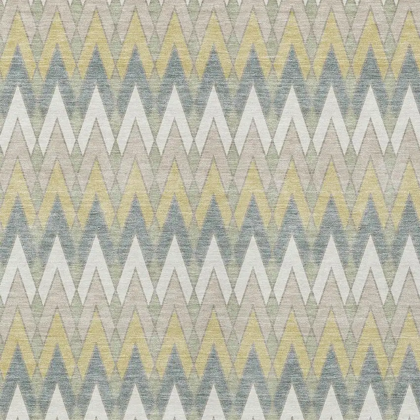 Ivory And Beige Geometric Washable Indoor Outdoor Area Rug Photo 3