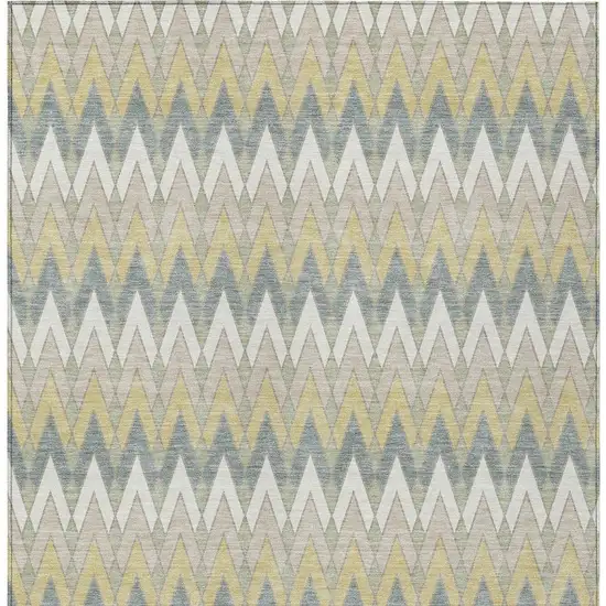 Ivory And Beige Geometric Washable Indoor Outdoor Area Rug Photo 4