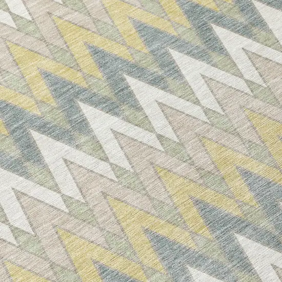 Ivory And Beige Geometric Washable Indoor Outdoor Area Rug Photo 6