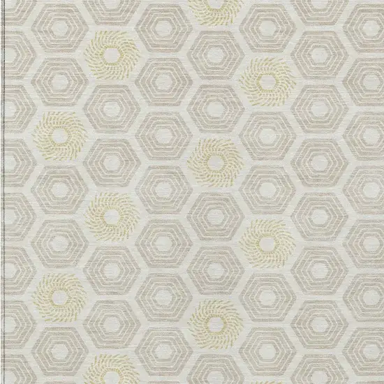 Ivory And Beige Geometric Washable Indoor Outdoor Area Rug Photo 3