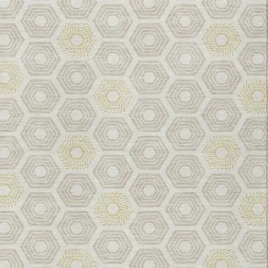 Ivory And Beige Geometric Washable Indoor Outdoor Area Rug Photo 3