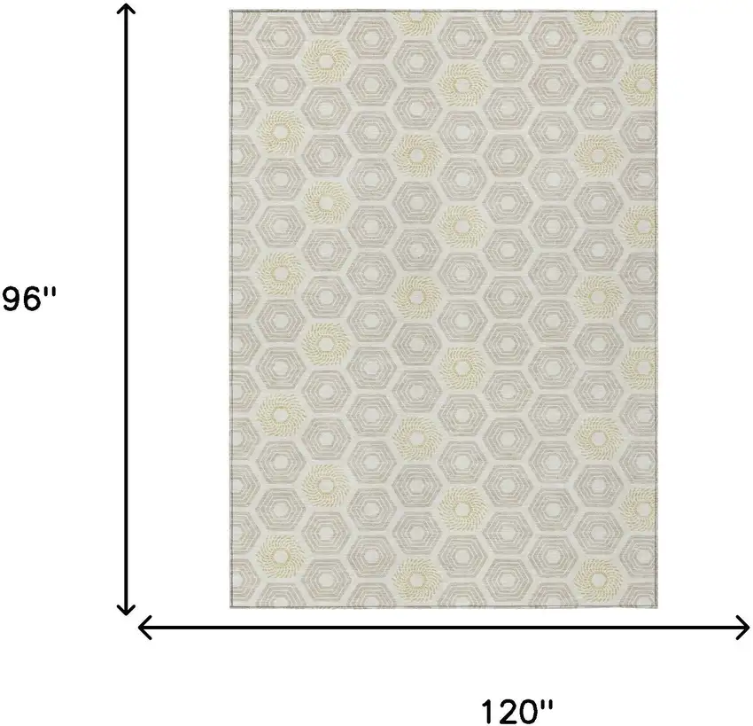 Ivory And Beige Geometric Washable Indoor Outdoor Area Rug Photo 7