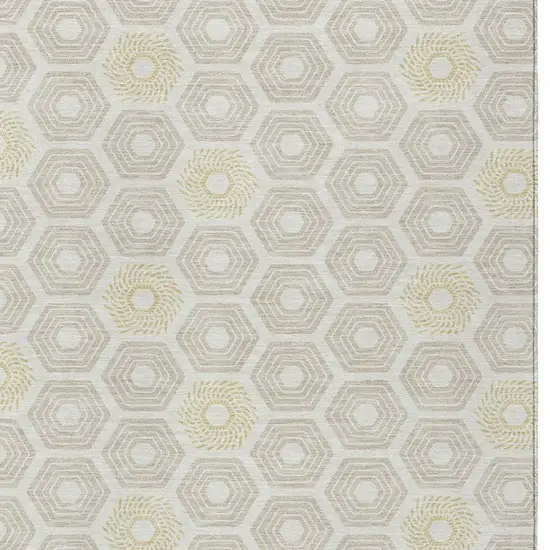 Ivory And Beige Geometric Washable Indoor Outdoor Area Rug Photo 3