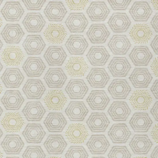 Ivory And Beige Geometric Washable Indoor Outdoor Area Rug Photo 3