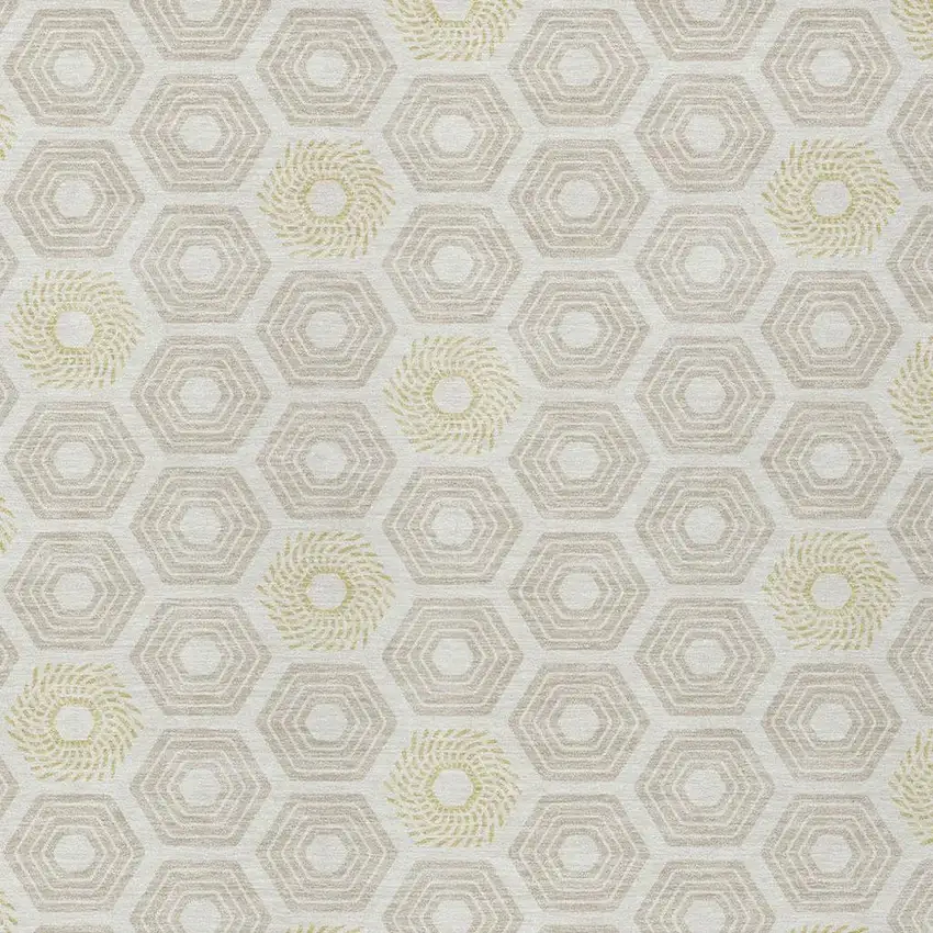 Ivory And Beige Geometric Washable Indoor Outdoor Area Rug Photo 3