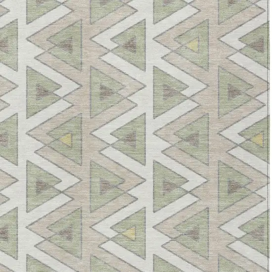 Ivory And Beige Geometric Washable Indoor Outdoor Area Rug Photo 3