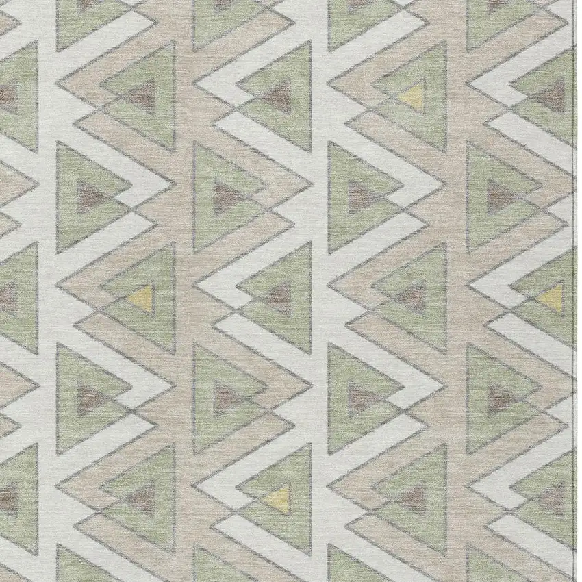 Ivory And Beige Geometric Washable Indoor Outdoor Area Rug Photo 3