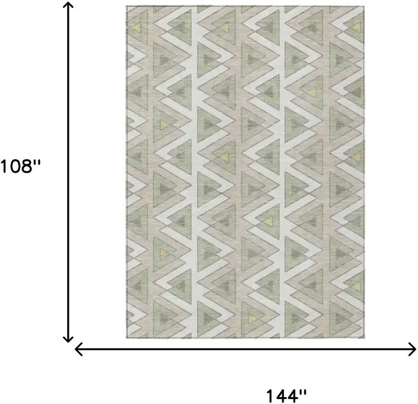 Ivory And Beige Geometric Washable Indoor Outdoor Area Rug Photo 7