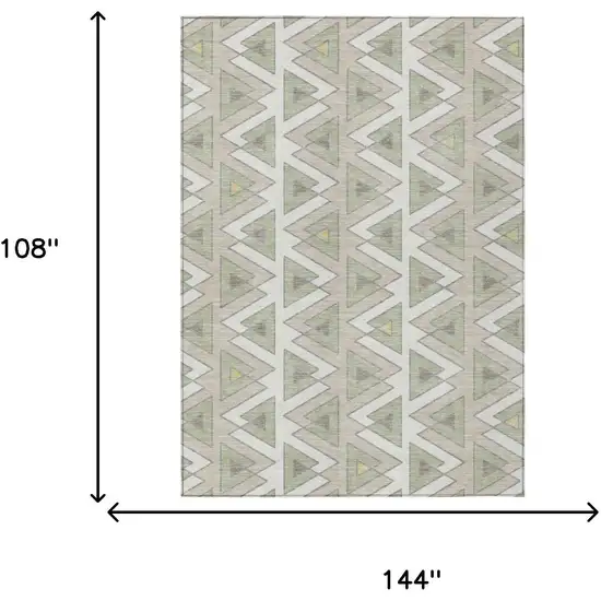 Ivory And Beige Geometric Washable Indoor Outdoor Area Rug Photo 7
