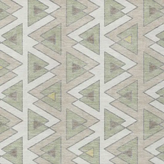 Ivory And Beige Geometric Washable Indoor Outdoor Area Rug Photo 3