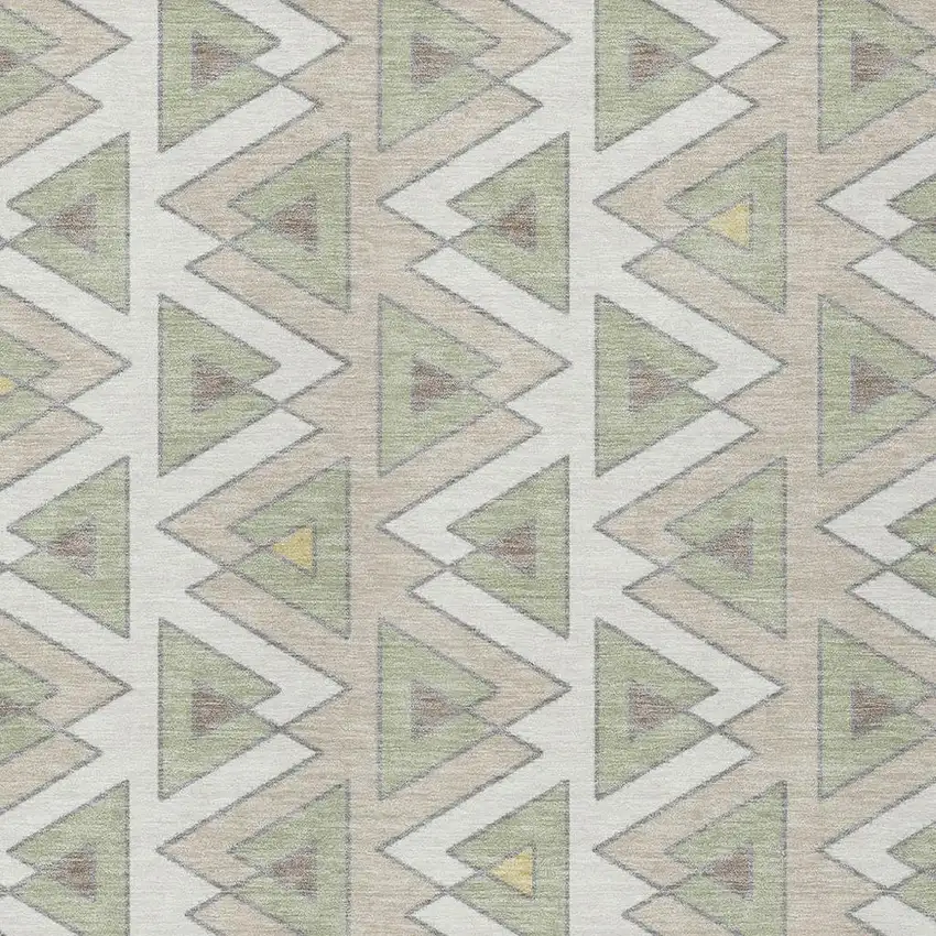 Ivory And Beige Geometric Washable Indoor Outdoor Area Rug Photo 3