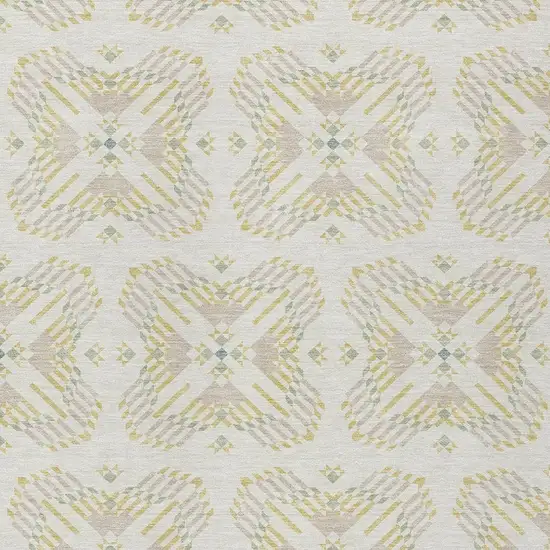 Ivory And Beige Geometric Washable Indoor Outdoor Area Rug Photo 3