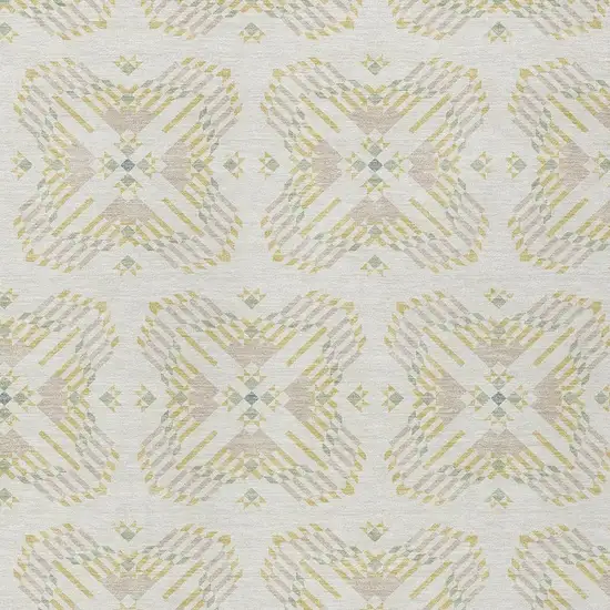 Ivory And Beige Geometric Washable Indoor Outdoor Area Rug Photo 3