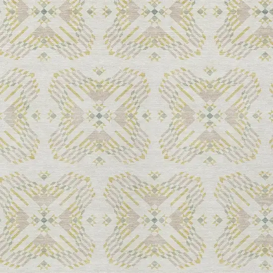 Ivory And Beige Geometric Washable Indoor Outdoor Area Rug Photo 3