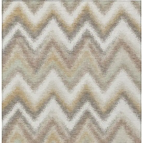Ivory And Beige Geometric Washable Indoor Outdoor Area Rug Photo 3