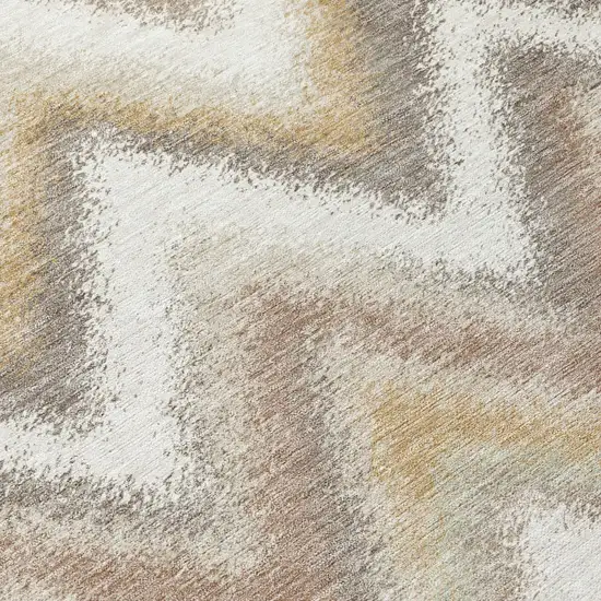 Ivory And Beige Geometric Washable Indoor Outdoor Area Rug Photo 5