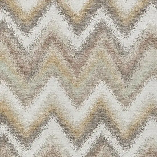 Ivory And Beige Geometric Washable Indoor Outdoor Area Rug Photo 2