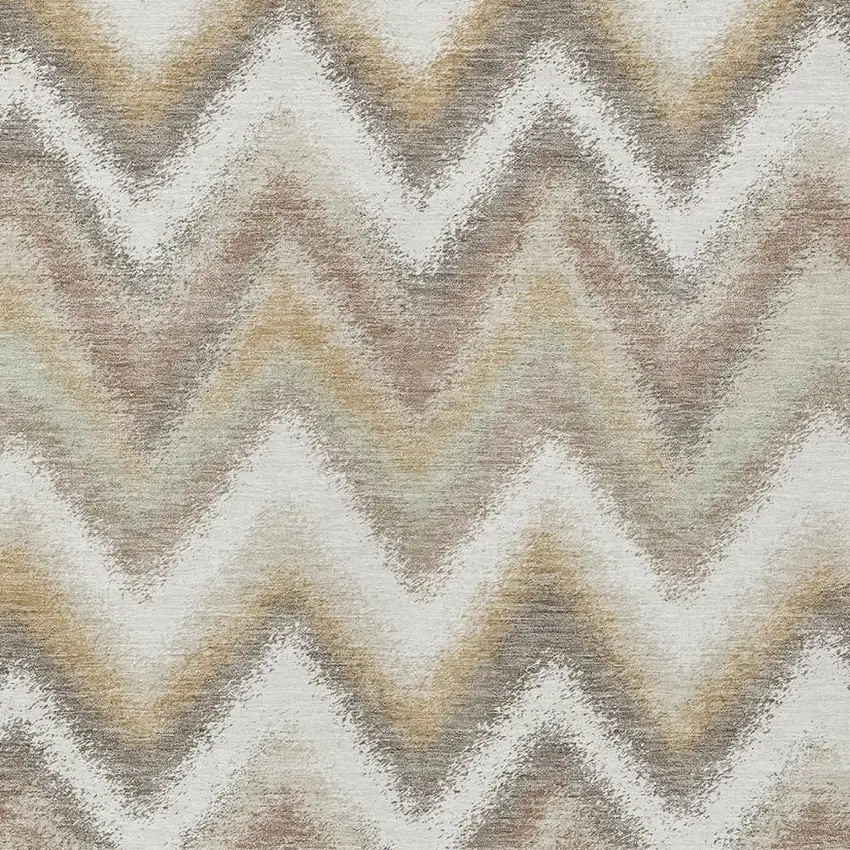 Ivory And Beige Geometric Washable Indoor Outdoor Area Rug Photo 2