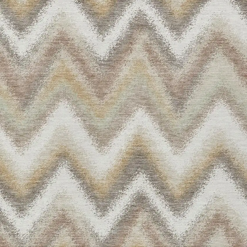 Ivory And Beige Geometric Washable Indoor Outdoor Area Rug Photo 2