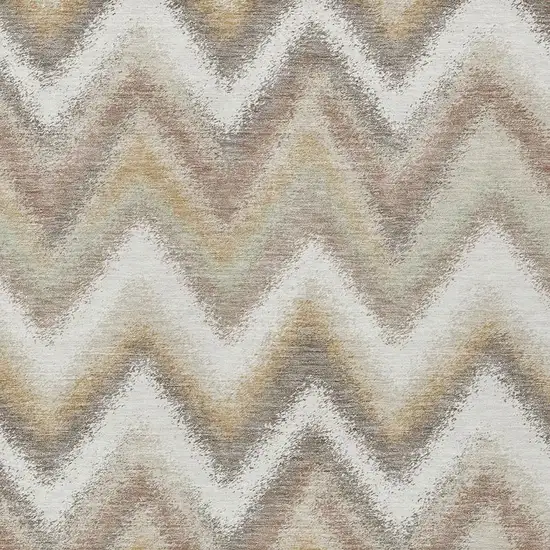Ivory And Beige Geometric Washable Indoor Outdoor Area Rug Photo 2