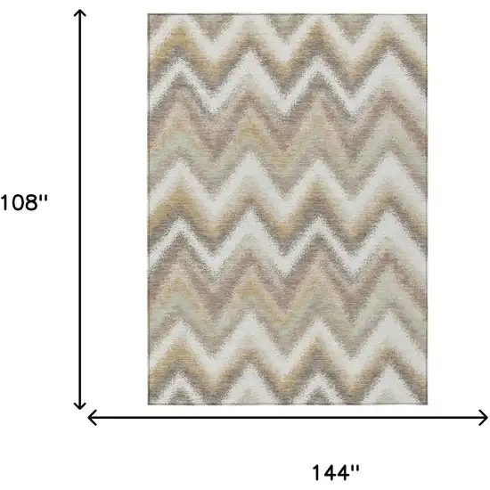 Ivory And Beige Geometric Washable Indoor Outdoor Area Rug Photo 6
