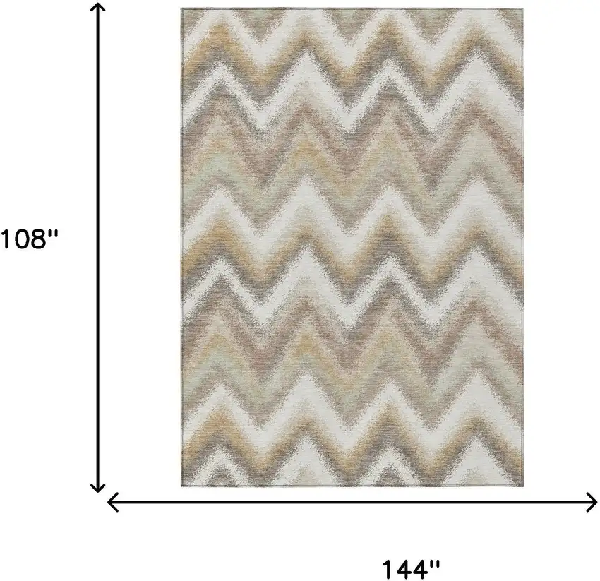 Ivory And Beige Geometric Washable Indoor Outdoor Area Rug Photo 6