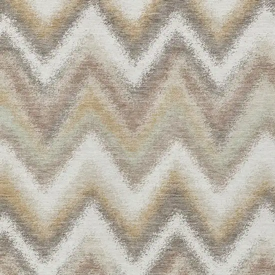 Ivory And Beige Geometric Washable Indoor Outdoor Area Rug Photo 2